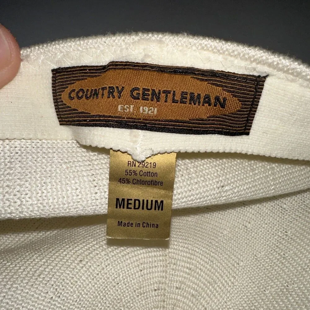 Vintage 90s Country Gentleman Ivory Newsboy Hat RN 29219 Golf Cabbie Style